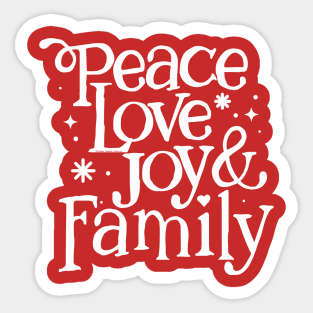 Pretty Peace Love Joy and Family Christmas Sticker